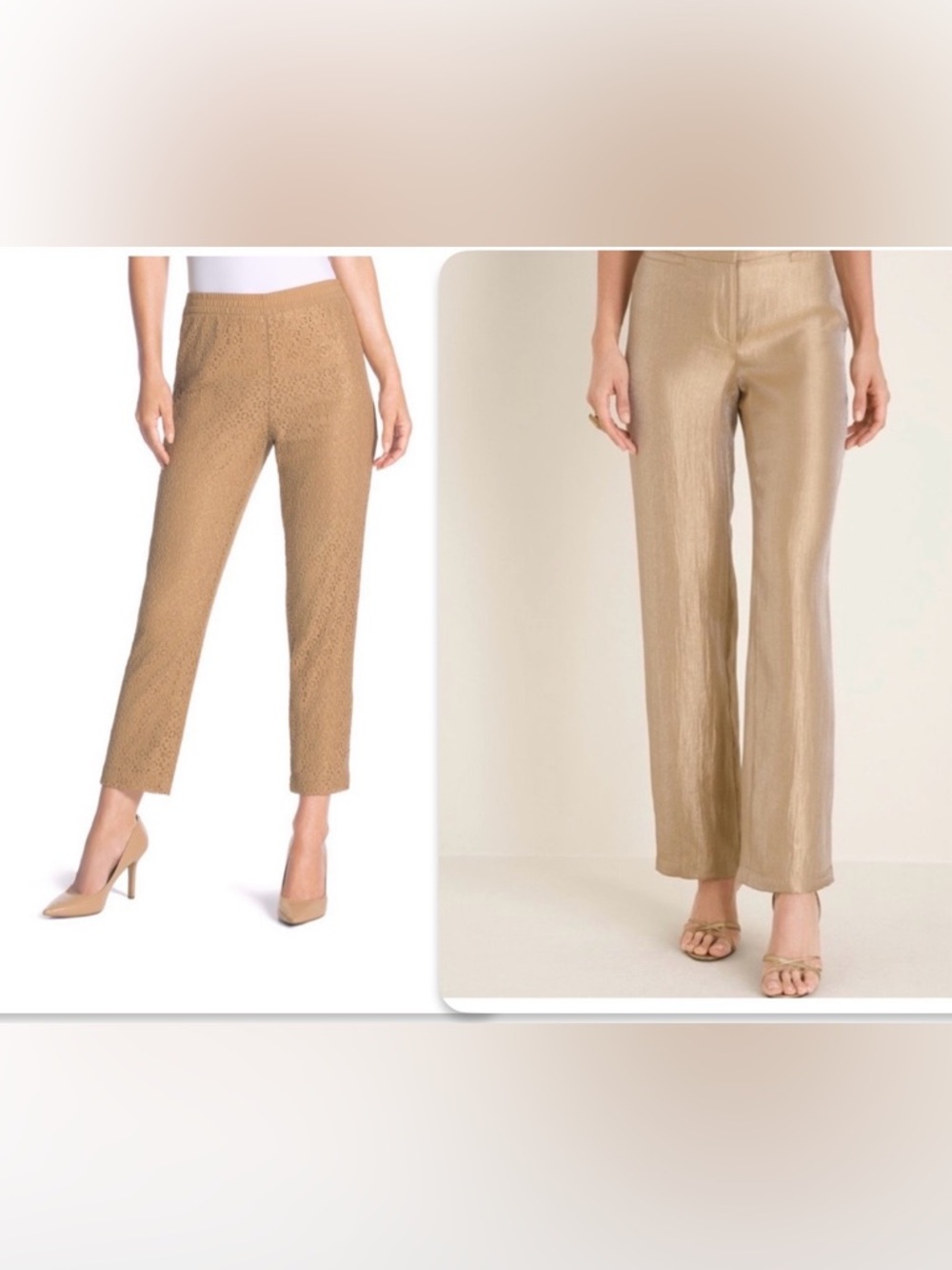 Chico's Two pairs of pants Gold/ Tan Lace size 0